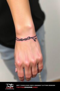 Bracelet tattoo, like a bracelet, wrist of a woman, front view, high quality, detailed