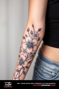 Floral tattoo, black design