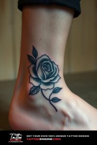 Rose ankle tattoo, on ankle of a man, studio light, high quality, detailed