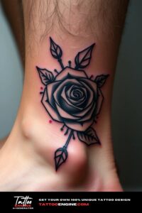 Rose ankle tattoo, on ankle of a man, studio light, high quality, detailed