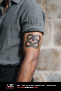 A detailed Celtic knot tattoo on a man's forearm, emphasizing interconnectedness.